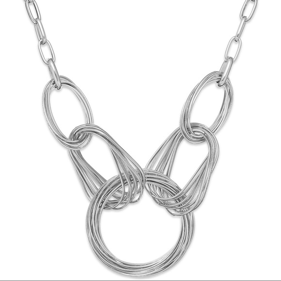 Silver Multi Rings  frontal Necklace INC crafted - Picture 1 of 11